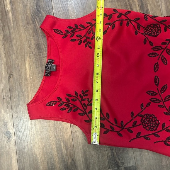 Red midi dress with black beading - Picture 4 of 4